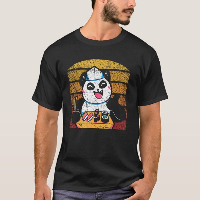 Sushi Rolls Japanese Sushi Foodie Animal Panda Bea T-Shirt (Front)