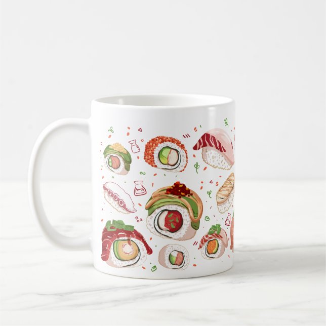 Sushi Rolls & Nigiri Motif Mug (Gauche)