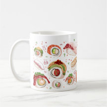 Sushi Rolls & Nigiri Pattern Mug