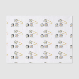 Sushi Salmon Rolls With Chopsticks Illustration Tissue Paper