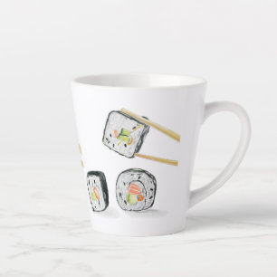 Sushi Salmon Rolls With Chopsticks  Latte Mug