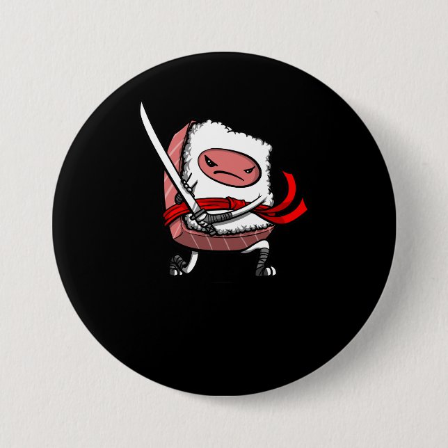 Sushi Samurai Ninja Kawaii Japanese Food 3 Inch Round Button (Front)