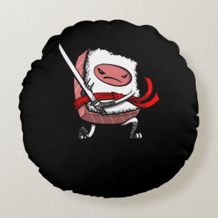 Sushi Samurai Ninja Kawaii Japanese Food Round Pillow