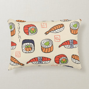 sushi seamless pattern accent pillow