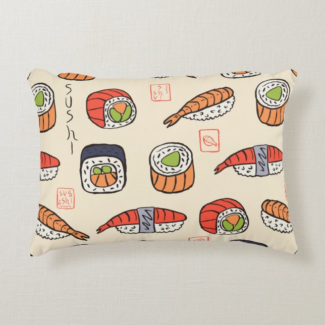 sushi seamless pattern accent pillow (Front)