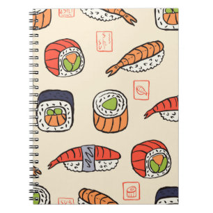 sushi seamless pattern notebook