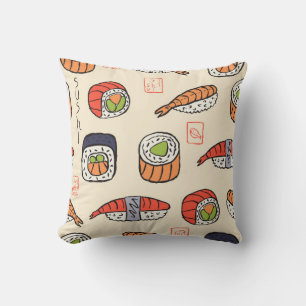 sushi seamless pattern throw pillow