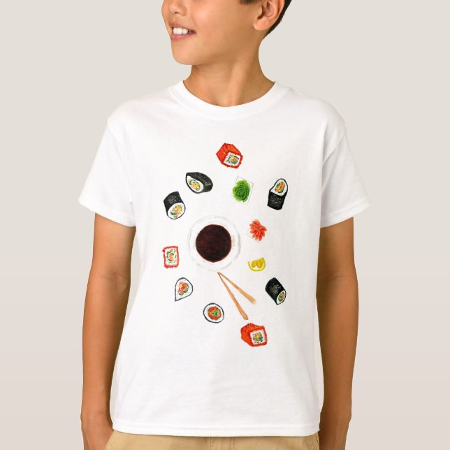 Sushi Set Watercolor T-Shirt (Front)