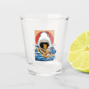 Sushi Shark Attack Illustration Shot Glass