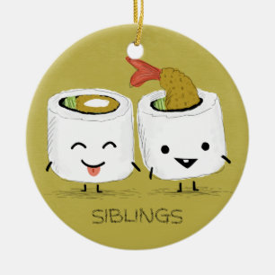 Sushi Siblings Ceramic Ornament