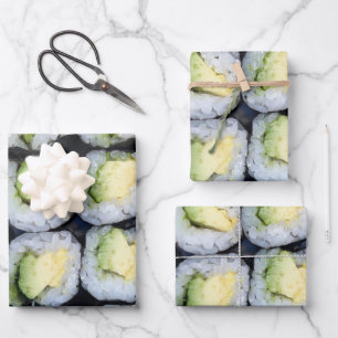 Sushi Slices on a Tray Photo Wrapping Paper Sheet