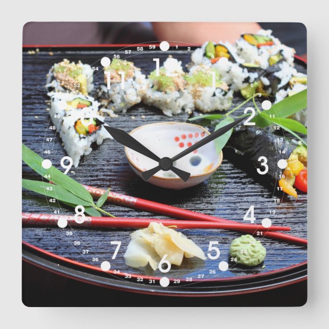 Sushi Square Wall Clock (Front)