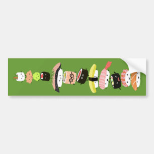 Sushi Stack - A Happy Tower of Kawaii Friends Bumper Sticker