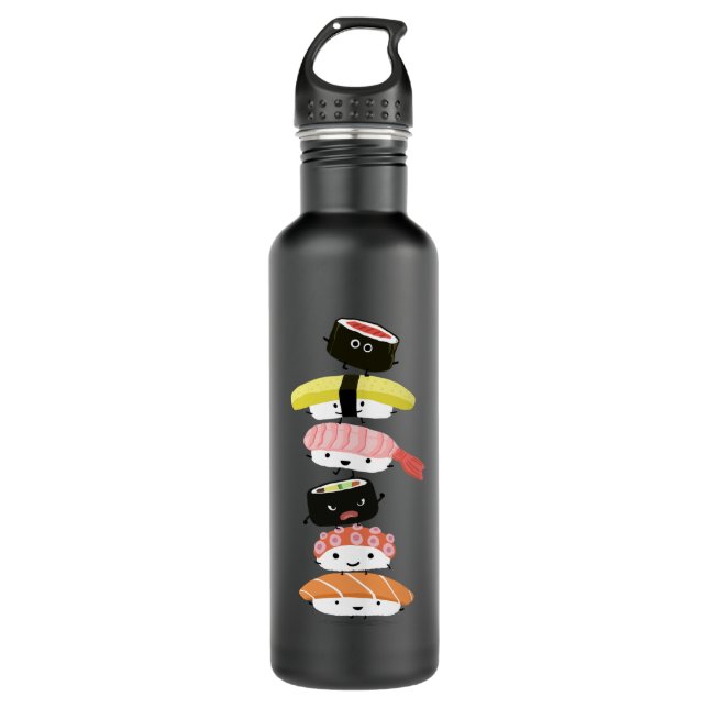 Sushi Stack - Tower of Happy Sushi Friends 710 Ml Water Bottle (Front)