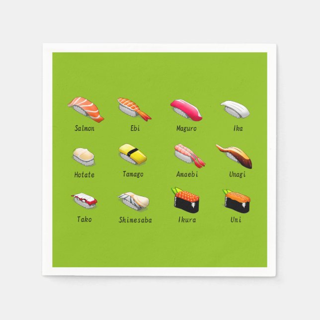 Sushi styles cute kawaii Japanese dinner party Napkin (Front)