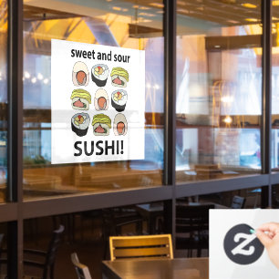 Sushi Sweet and Sour Sushi Japanese Restaurant Window Cling