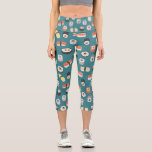 Sushi Teal Green Capri Leggings<br><div class="desc">Cute sushi pattern for lovers of Japan and good food on a teal green background. Original art by Nic Squirrell.</div>