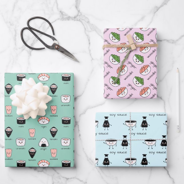 Sushi Temaki Wasabi  Wrapping Paper Sheet (Front)