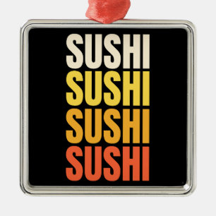 Sushi text design metal ornament