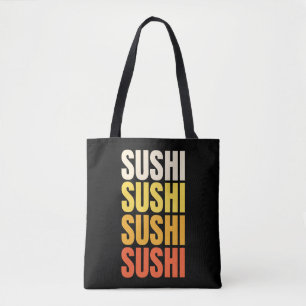 Sushi text design tote bag