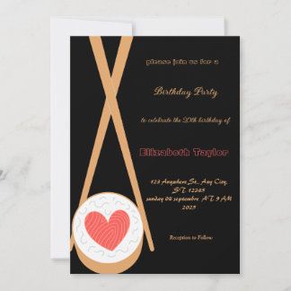 Sushi Thème Anniversaire Fête Invitation