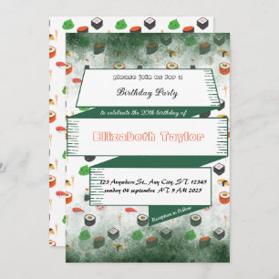 Sushi Themed Birthday Party Invitation