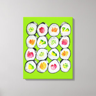 Sushi Time watercolor wasabi Canvas Print