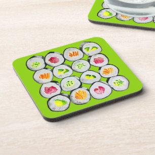 Sushi Time watercolor wasabi Coaster