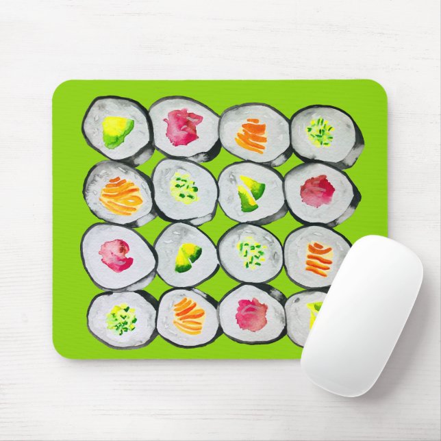 Sushi Time watercolor wasabi Mouse Pad (With Mouse)