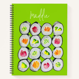 Sushi Time watercolor wasabi Notebook