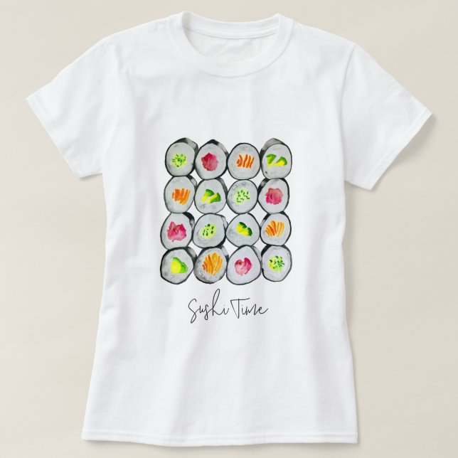 Sushi Time watercolor wasabi T-Shirt (Design Front)