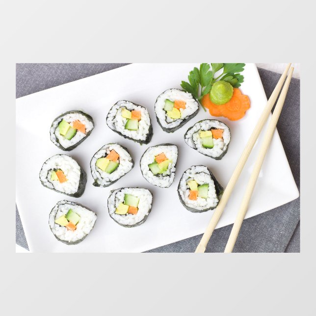 Sushi Vegetarian Vegetables Rice Asian Carrot Window Cling (Sheet)