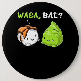 Sushi Wasabi Cute Couple Wasa 6 Inch Round Button