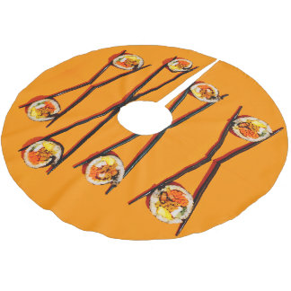 Sushi with Chopsticks Brushed Polyester Tree Skirt
