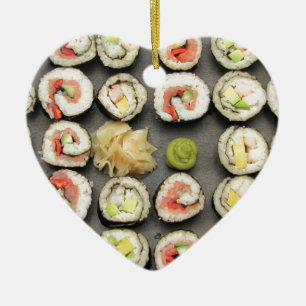 Sushi With Wasabi And Ginger Ceramic Ornament