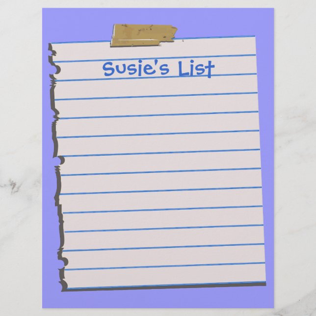 Susie's List Fun Letterhead Papeterie (Devant)