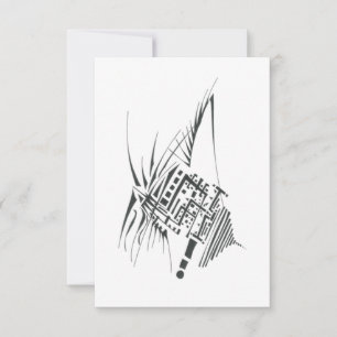 Suspended Black White Abstract Tribal Tattoo Art Thank You Card
