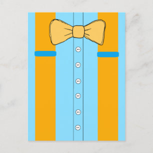 Suspenders and Bow Tie Boy's Birthday Party Invite Postcard