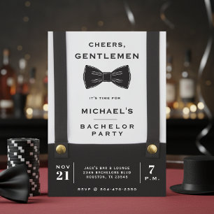 Suspenders Bowtie Cheers Gentlemen Bachelor Party Invitation