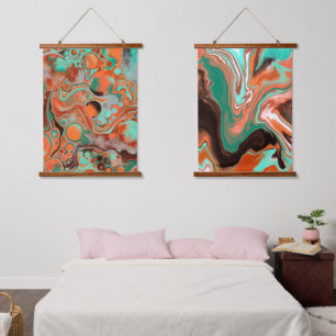 Suspendue Art turquoise Fluide en marbre suspendu tapisserie