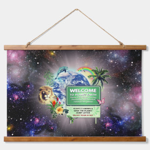 Suspendue Bienvenue à Planet Earth Bois Tressé Tapisserie mu