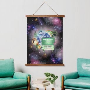 Suspendue Bienvenue à Planet Earth Bois Tressé Tapisserie mu