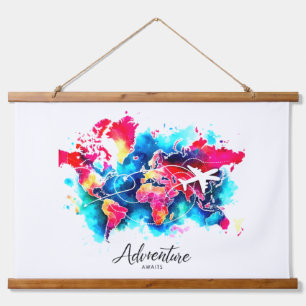 Suspendue Carte du monde aquarelle Tapisserie