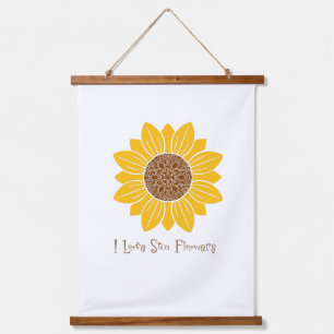 Suspendue J'Aime Les Fleurs Solaires Bois Taché Tapisserie M
