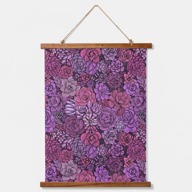 Suspendue Jardin succulent en tapisserie rose pendante (Recto)