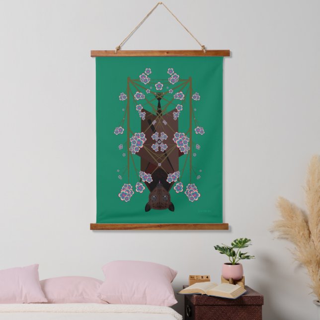 Suspendue Renard Volant Jade Bois Tressé Tapisserie (Chambre à coucher)
