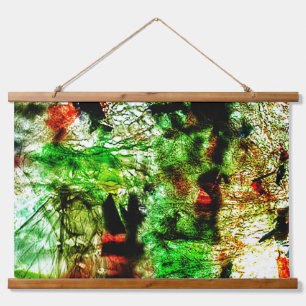 Suspendue Tapisserie abstraite en bois vert tapissé au mur,