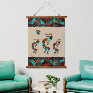 Suspendue Trois Kokopelli Sud-Ouest Suspendu Tapisserie