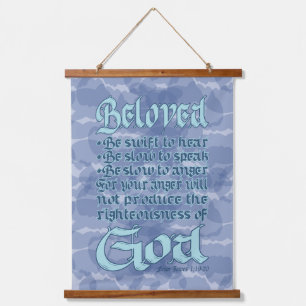 Suspendue Verset biblique James 1:19-20 Bois Top Tapisserie 