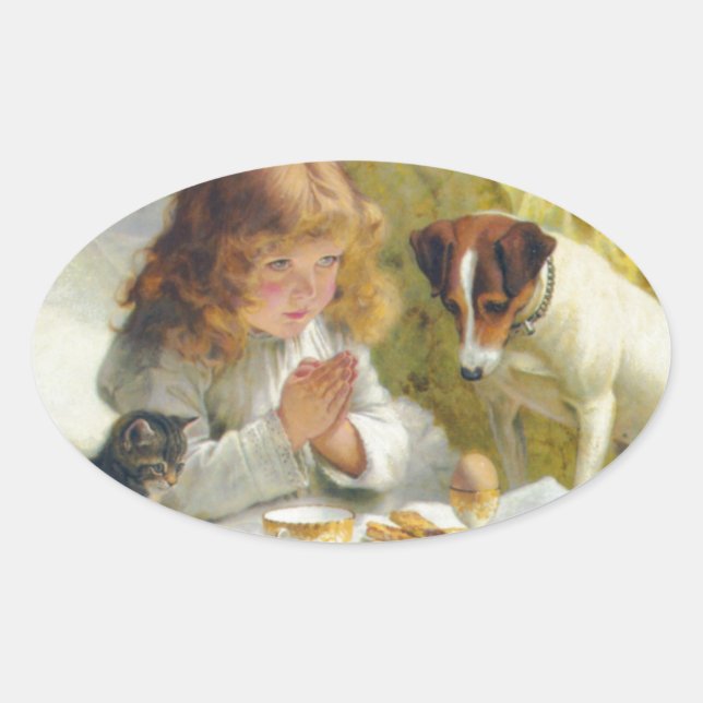 Suspense by Charles Burton Barber Oval Sticker (Front)